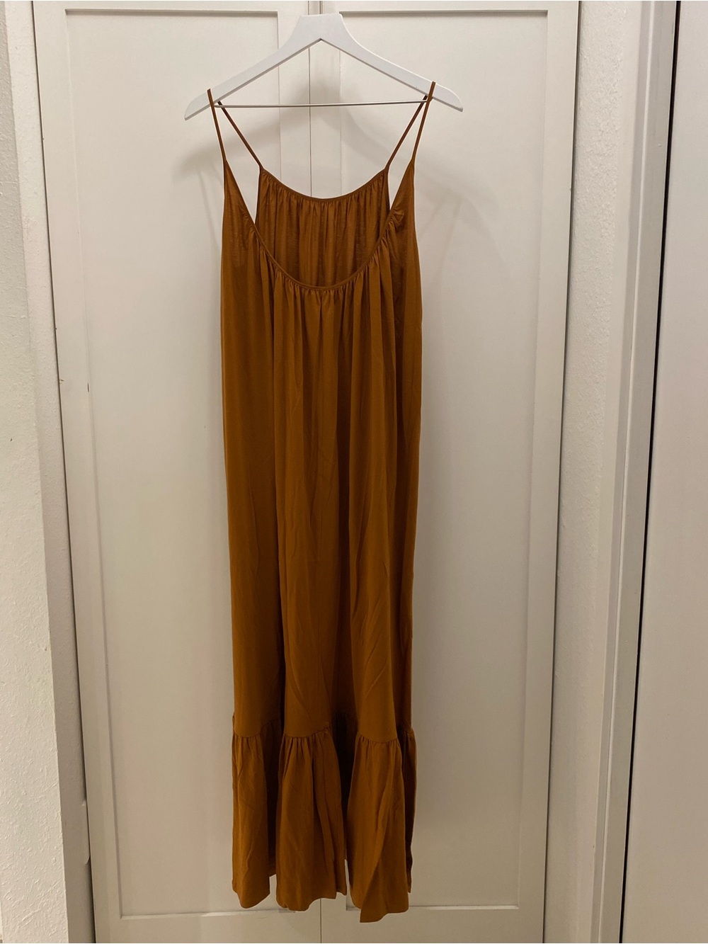 Zara Rust-Brown Spaghetti-Strap Maxi Dress Oversize - Picture 8 of 13
